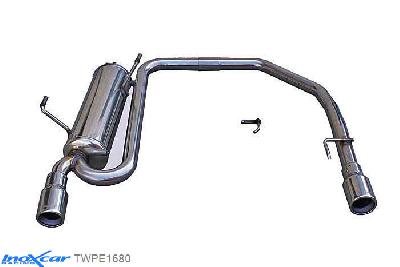 IX TWPE1680, Peugeot 206 1.4 16V / 1.4 XS (90PK) 2001-2006, Inoxcar Rear Rear silencerencer left / right 1X80mm Stainless steel, With E.E.C. homologation