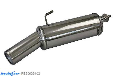 IX PE20606102, Peugeot 206 1.6 16V XS (110PK) 2001-2006, Inoxcar Rear silencer 1X102mm Stainless steel, With E.E.C. homologation