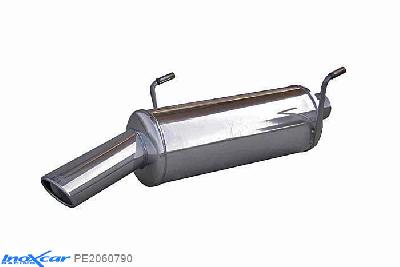 IX PE2060790, Peugeot 206 2.0 16V GTI (136PK) 1999-2004, Inoxcar Rear silencer 1X90X70mm Stainless steel, With E.E.C. homologation
