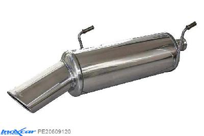 IX PE20609120, Peugeot 206 CC 1.6 16V (109PK) 2001-, Inoxcar Rear silencer 1X120X80mm Stainless steel, With E.E.C. homologation