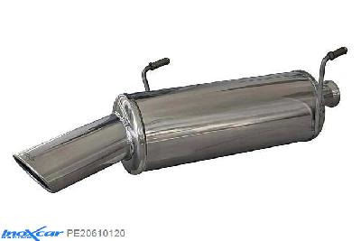 IX PE20610120, Peugeot 206 CC 2.0 16V (136PK) 2001-2004, Inoxcar Rear silencer 1X120X80mm Stainless steel, With E.E.C. homologation