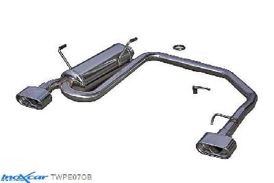 IX TWPE07OB, Peugeot 206 GT WRC (135PK), Inoxcar Rear Rear silencerencer left / right 1XFlat Oval Stainless steel, With E.E.C. homologation