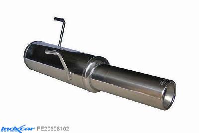 IX PE20608102, Peugeot 206 GT WRC (135PK), Inoxcar Rear silencer 1X102mm Stainless steel, With E.E.C. homologation