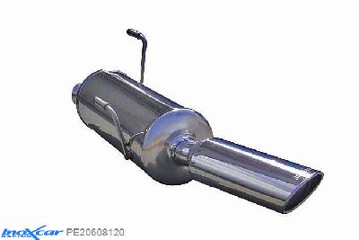 IX PE20608120, Peugeot 206 GT WRC (135PK), Inoxcar Rear silencer 1X120X80mm Stainless steel, With E.E.C. homologation