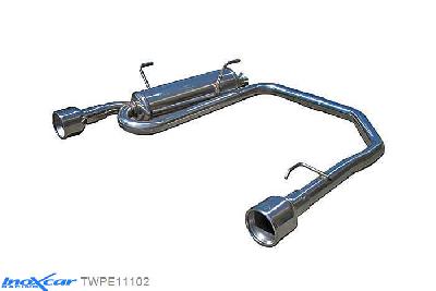 IX TWPE11102, Peugeot 206 HDI 1.4 (68PK) 2001-, Inoxcar Rear Rear silencerencer left / right 1X102mm Stainless steel, With E.E.C. homologation