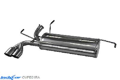 IX OVPE01RA, Peugeot 206 RC 2.0 16V (177PK) -2006, Diameter 63, Inoxcar Rear silencer 2X80mm RACING Stainless steel, With E.E.C. homologation