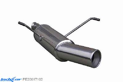 IX PE20617102, Peugeot 206 SW 1.6 16V (110PK) 2002-, Inoxcar Rear silencer 1X102mm Stainless steel, With E.E.C. homologation