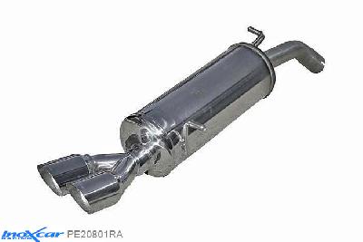 IX PE20801RA, Peugeot 208 1.6 16V TURBO GTI (200PK) 2013-, Inoxcar Rear silencer 2X80mm RACING Stainless steel, With E.E.C. homologation