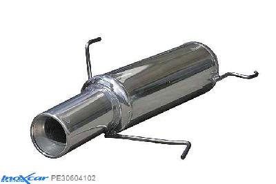 IX PE30604102, Peugeot 306 1.8 16V (110PK) -2001, Inoxcar Rear silencer 1X102mm Stainless steel, With E.E.C. homologation