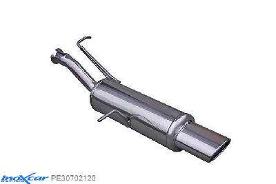 IX PE30702120, Peugeot 307 1.6 16V (110PK) 2001-, Inoxcar Rear silencer 1X120X80mm Stainless steel, With E.E.C. homologation