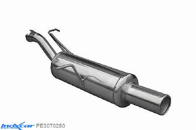 IX PE3070280, Peugeot 307 1.6 16V (110PK) 2001-, Inoxcar Rear silencer 1X80mm Stainless steel, With E.E.C. homologation