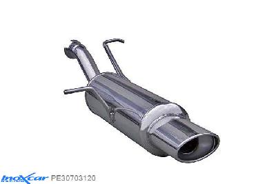 IX PE30703120, Peugeot 307 2.0 16V (138PK) 2001-, Inoxcar Rear silencer 1X120X80mm Stainless steel, With E.E.C. homologation