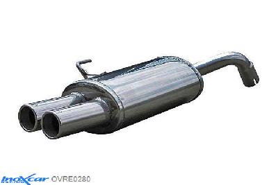 IX OVRE0280, Renault Clio II (B) RS 2.0 fase2 (172PK) 2002-2003 Diameter 54mm, Inoxcar Rear silencer 2X80mm Stainless steel, With E.E.C. homologation