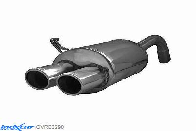 IX OVRE0290, Renault Clio II (B) RS 2.0 fase2 (172PK) 2002-2003 Diameter 54mm, Inoxcar Rear silencer 2X90X70mm Stainless steel, With E.E.C. homologation
