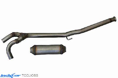 IX TCCLIOBS, Renault Clio II (B) RS 2.0 fase3 (182PK) 2004-2005, Inoxcar Central pipe with silencer Stainless steel, With E.E.C. homologation