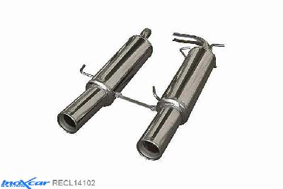 IX RECL14102, Renault Clio II (B) RS 2.0 fase3 (182PK) 2004-2005, Inoxcar Rear silencer CEN 2X102mm Stainless steel, With E.E.C. homologation