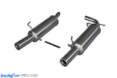 IX RECL1480, Renault Clio II (B) RS 2.0 fase3 (182PK) 2004-2005, Inoxcar Rear silencer CEN 2X80mm Stainless steel, With E.E.C. homologation
