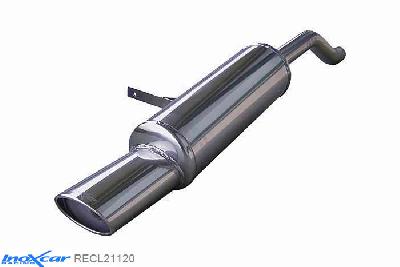 IX RECL21120, Renault Clio III (R) 1.2 16V (75PK) 2005-, Inoxcar Rear silencer 1X120X80mm Stainless steel, With E.E.C. homologation
