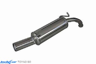 IX TOYA0180, Toyota Yaris (P1/P1FF) 1.3 (85PK) 1999-, Inoxcar Rear silencer 1X80mm Stainless steel, With E.E.C. homologation