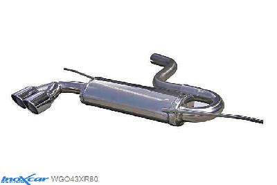 IX WGO43XR80, VW Golf VI 2.0 TDI (170PK) GTD 2009-, Inoxcar Rear silencer 2X80mm X-RACE Stainless steel, With E.E.C. homologation