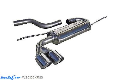 IX WSCI05XR80, VW Scirocco III 2.0 TDi (140PK) 2008-, Inoxcar Rear silencer 2X80mm X-RACE Stainless steel, With E.E.C. homologation