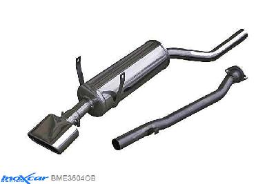 IX BME3604OB, BMW 3 serie (E36) 318 IS (140PK) 1992-, Inoxcar Rear silencer 1XFlat Oval Stainless steel, With E.E.C. homologation