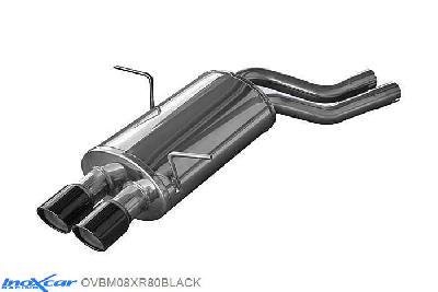 IX OVBM08XR80BLACK, BMW 3 serie (E46) 320i (150PK) 1998-, Inoxcar Rear silencer 2X80mm X-RACE BLACK EDITION Stainless steel, With E.E.C. homologation