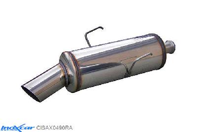 IX CISAX0490RA, Citroen Saxo 1.6 8V (98PK) 1999-, Inoxcar Rear silencer 1X90 RALLY Stainless steel, With E.E.C. homologation