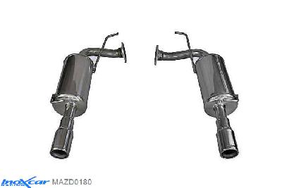 IX MAZD0180, Mazda 6 (GG/GY) 2.3 TURBO 16V (260PK) 2005-, Inoxcar Rear silencer 1X80mm Left and Right Stainless steel, With E.E.C. homologation