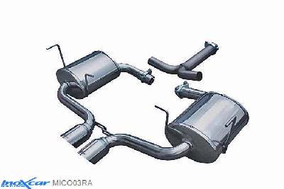 IX MICO03RA, Mini Mini (R50/R53) 1.6 S (170PK) 2001-2006 Diameter 57mm, (Type R53), Inoxcar Rear silencer CEN 2X80mm RACING Stainless steel, With E.E.C. homologation