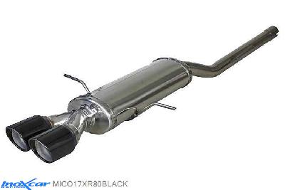 IX MICO17XR80BLACK, Mini Mini (R56) 1.6 S (184PK) 2011, diameter 55mm, (Type R56), Inoxcar Rear silencer CEN 2X80mm X-RACE BLACK EDITION Stainless steel, With E.E.C. homologation