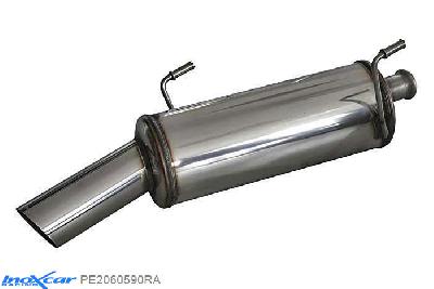 IX PE2060590RA, Peugeot 206 1.4 (75PK) 2001-2006, Inoxcar Rear silencer 1X90 RALLY Stainless steel, With E.E.C. homologation
