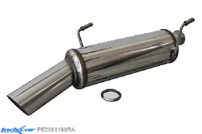 IX PE2061190RA, Peugeot 206 CC 1.6 HDI (110PK) 2005-, Inoxcar Rear silencer 1X90 RALLY Stainless steel, With E.E.C. homologation