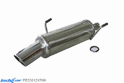 IX PE20612XR90, Peugeot 206 HDI 1.4 (68PK) 2001-, Inoxcar Rear silencer 1X90 X-RACE Stainless steel, With E.E.C. homologation
