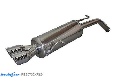 IX PE20702XR80, Peugeot 207 1.6 16V GTI (175PK) 2007- Diameter 55mm, Inoxcar Rear silencer 2X80mm X-RACE Stainless steel, With E.E.C. homologation