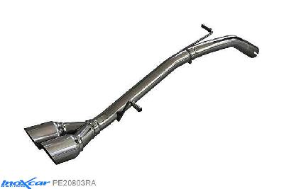 IX PE20803RA, Peugeot 208 1.6 16V TURBO GTI (200PK) 2013-, Inoxcar NO Rear silencer 2X80mm RACING Stainless steel, Without E.E.C. homologation