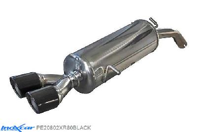 IX PE20802XR80BLACK, Peugeot 208 1.6 16V TURBO GTI 30TH (208PK), 2015- , Diameter 55mm, Inoxcar Rear silencer 2X80mm X-RACE BLACK EDITION Stainless steel, With E.E.C. homologation