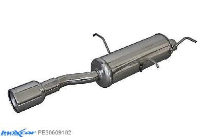 IX PE30609102, Peugeot 306 2.0 16V CABRIO (133PK) 1997-, Inoxcar Rear silencer 1X102mm Stainless steel, With E.E.C. homologation