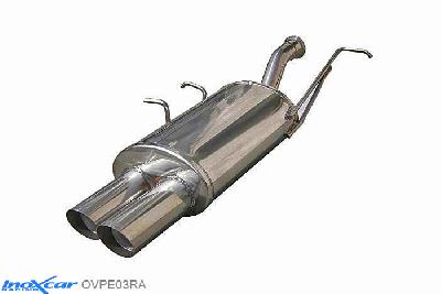 IX OVPE03RA, Peugeot 307 2.0 16V (138PK) 2001-, Inoxcar Rear silencer 2X80mm RACING Stainless steel, With E.E.C. homologation