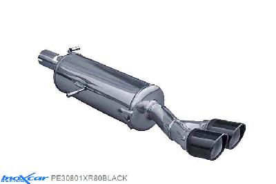 IX PE30801XR80BLACK, Peugeot 308 1.6 THP GTI (200PK), 2011-2013, Diameter 65mm, Inoxcar Rear silencer 2X80mm X-RACE BLACK EDITION Stainless steel, With E.E.C. homologation