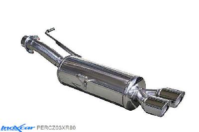 IX PERCZ03XR80, Peugeot RCZ (4J) 1.6 THP (200PK) 2010-, Inoxcar Rear silencer 2X80mm X-RACE Stainless steel, With E.E.C. homologation