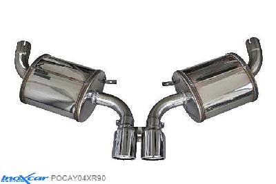 IX POCAY04XR90, Porsche Cayman (981) 981 2.7 (275PK) 2015-, Inoxcar Rear silencer CEN 2X90 X-RACE Stainless steel, Without E.E.C. homologation