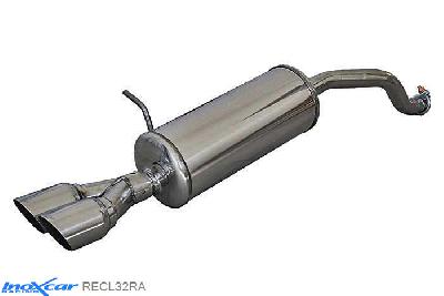 IX RECL32RA, Renault Clio IV (R) 1.2 (75PK) 2013-, Inoxcar Rear silencer 2X80mm RACING Stainless steel, With E.E.C. homologation