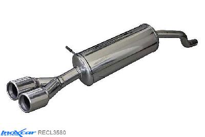 IX RECL3580, Renault Clio IV (R) 1.2 GT (120PK) 2013-, Inoxcar Rear silencer 2X80mm Stainless steel, With E.E.C. homologation