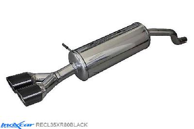 IX RECL35XR80BLACK, Renault Clio IV (R) 1.2 GT (120PK) 2013-, Inoxcar Rear silencer 2X80mm X-RACE BLACK EDITION Stainless steel, With E.E.C. homologation
