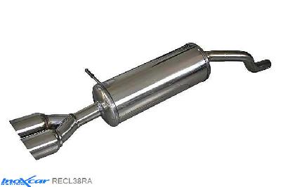 IX RECL38RA, Renault Clio IV (R) 1.5 Dci (75PK), 2015-  , Diameter 40mm, Inoxcar Rear silencer 2X80mm RACING Stainless steel, With E.E.C. homologation