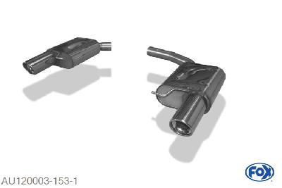 AU120003-153, Audi A4 B8/ A5 8T quattro  Coupe/A5 Cabrio 2.7l TDI 120/140kW 3.0l TDI 150/155/176kW, Einddemper rechts/links voor 1-Rohr - 1x100mm  Type 17 rechts/links 63,5mm Buisdiameter Geheel RVS, Absortie demper, mooie diepe sound, Met E-keur