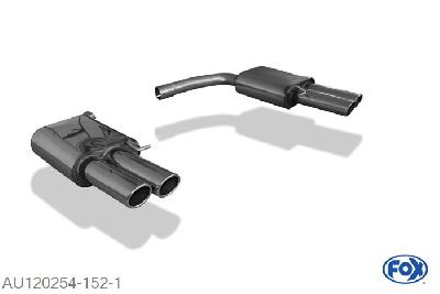 AU120254-152, Audi A5 B8 Sportback 2.0l TFSI 132/155kW 2.7l TDI 140kW 3.0l TDI 176kW, Einddemper rechts/links -2x90mm  Type 17 rechts/links 63,5mm Buisdiameter Geheel RVS, Absortie demper, mooie diepe sound, Met E-keur