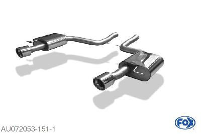 AU072053-151, Audi A6 Typ 4F quattro 4,2l 4.2l 246kW, Einddemper rechts/links O63,5mm - 1x90mm  Type 17 rechts/links 63,5mm Buisdiameter Geheel RVS, Absortie demper, mooie diepe sound, Met E-keur