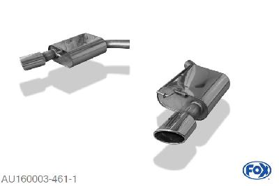 AU160003-461, Audi A7 4G - 3,0l TFSI 3.0l TFSI 220kW, Einddemper rechts/links - 115x85mm  Type 38 rechts/links 63,5mm Buisdiameter Geheel RVS, Absortie demper, mooie diepe sound, Met E-keur